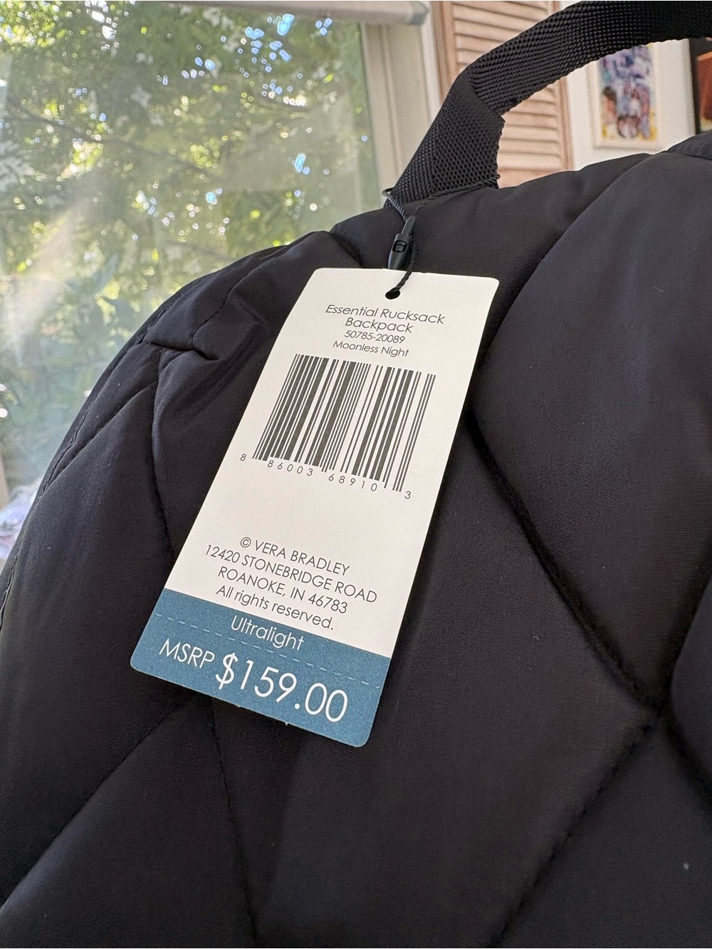 🌸Vera Bradley Essential Rucksack Backpack Black - Picture 9 of 12